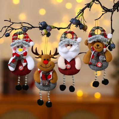 4 Stück Stoff Weihnachtsanhänger Weihnachtsmann Schneemann Rentier Bär Plüsch Hängedekorationen für Weihnachtsbaum Feiertag Zuhause Party Festliche Dekoration