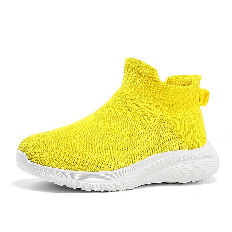 Girls' socks and shoes 2025 spring new children's sports shoes breathable mesh fly-woven shoes medium and older children's running shoes