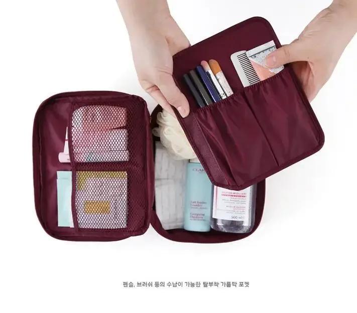 

Waterproof Makeup Bag for Women, Female Toiletries Organizer, Outdoor Girl Storage and Make - up Case вина червоного кольору