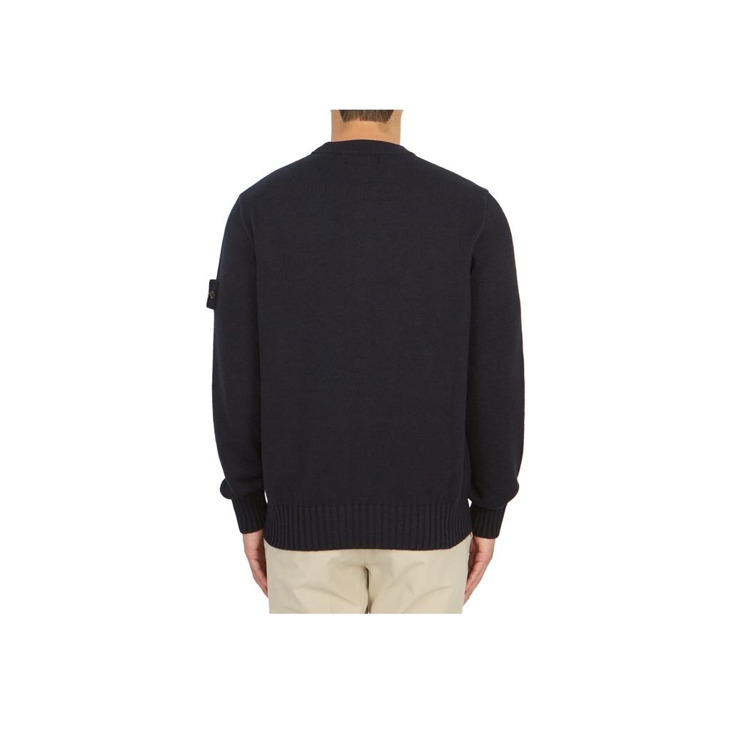 STONE ISLAND Solid Color Crew Neck Pullover Sweater Men Sweater Black 7915506A2-V0020