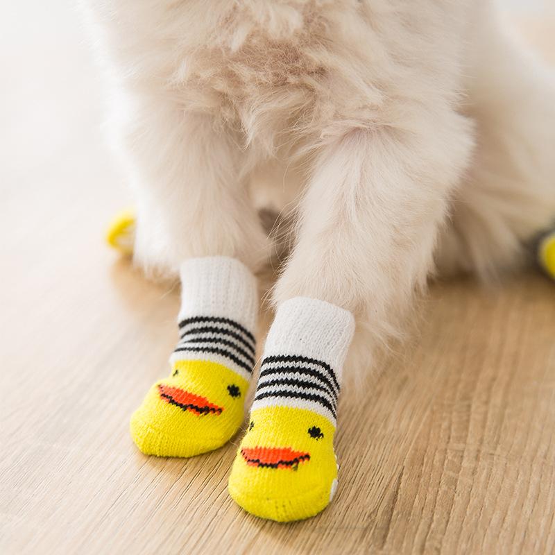 Pet Socks, High-quality Non-slip Bottom, Puppy Dog Socks, Dog Foot Covers, Teddy Poodle Cotton Socks, 4 Packs