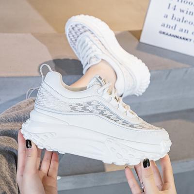 Scarpe Estive Traspiranti in Rete Scarpe da Donna in Pelle con Zeppa Interna Scarpe da Papà con Suola Spessa Versatili Casual Scarpe Bianche