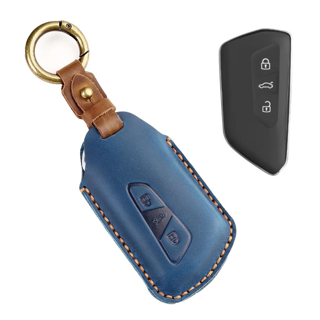 Leather Car Key Case Cover for VW Volkswagen Golf 8 MK8 ID.3 ID.4 Cupra Skoda Octavia A8 SEAT MK4 2020 2021 Formentor Tarraco