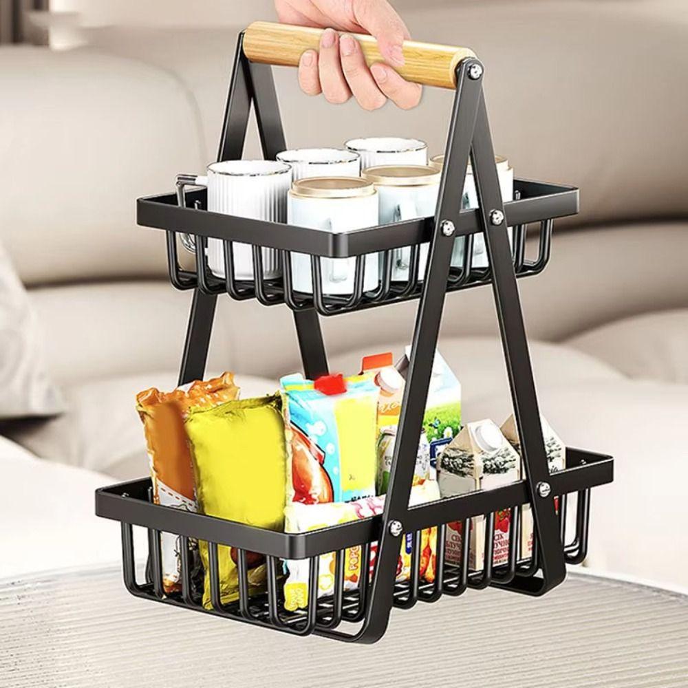 2-Tier Design Kitchen Organizer Space-Saving Vegetable Storage Basket  Dining Room