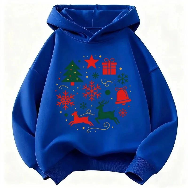 New Christmas Fashionable Cartoon Print Hoodie for Kids Autumn/WinterWarm Sweatshirt for Boys and Girls Bestseller for Christmas