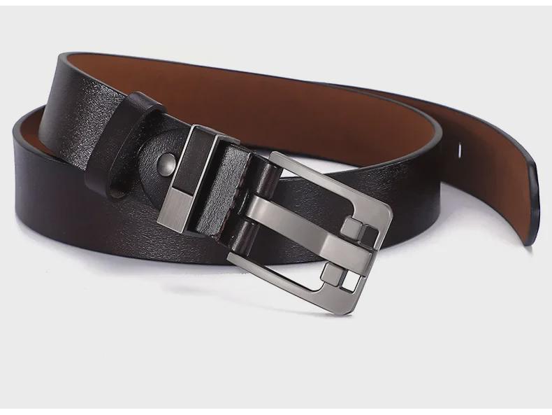 Retro Men's Leather Belt with Extra-Large Waistband and Pin Buckle - Pure Cowhide Genuine Leather