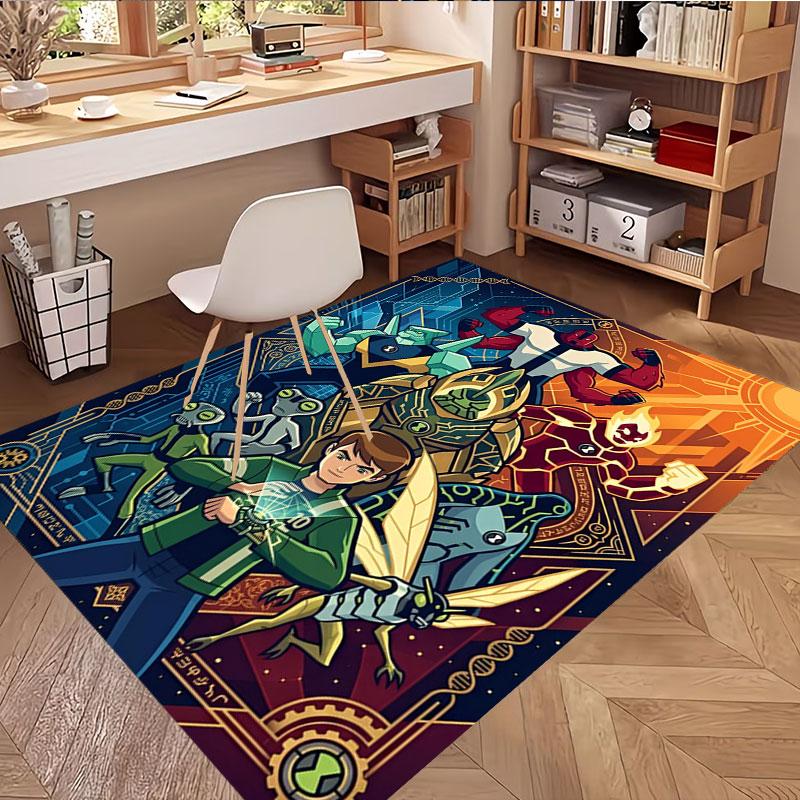 Ben 10 Cartoon Print Rug, Washable Floor Carpet, For Entryway Dorm Laundry Room Office Study, Home Decor Birthday Christmas Gift