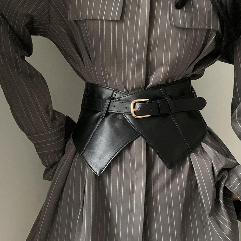 PU Leather Wide Belt Adjustable Waist Corset Punk Elastic Cummerbunds  Girl