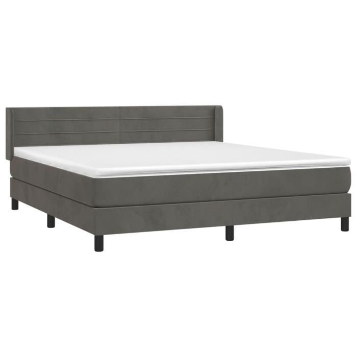 VidaXL Divan Bed and Mattress Dark Grey 180x200cm Velvet 3131034