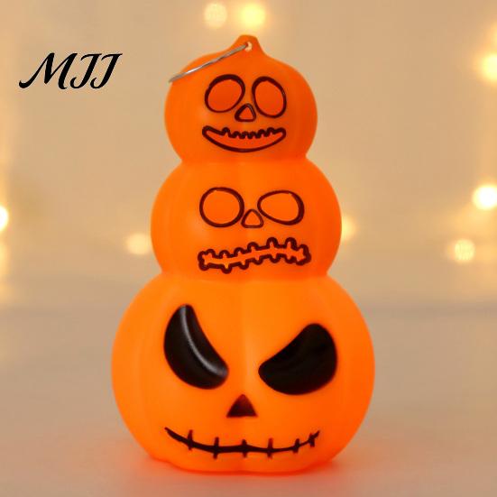 Light-Up Pumpkin Ornament Halloween Stacking Light, LED Light-up Decoration for Lantern Party, Glowing Hanging with Metal Ring Portable Light