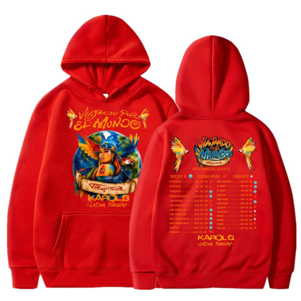 Karol G Tropicoqueta Tour Album Hoodies Men Women Fashion Popular Music Tracksuit Casual Fleece Sweatshirt Streetwear