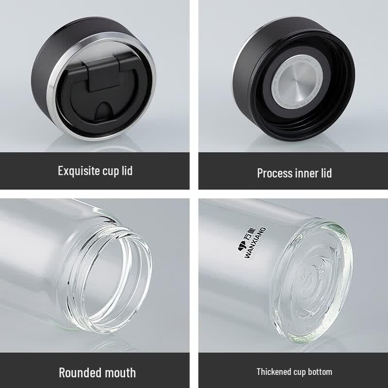 WANXIANG Single-Layer Glass Tea Infuser Cup with Handle and Lid