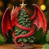 Christmas Ornaments Dragon and Christmas Tree Decor Hangable Holiday Ornament for Living Room Study Office Mantel Wall Staircase