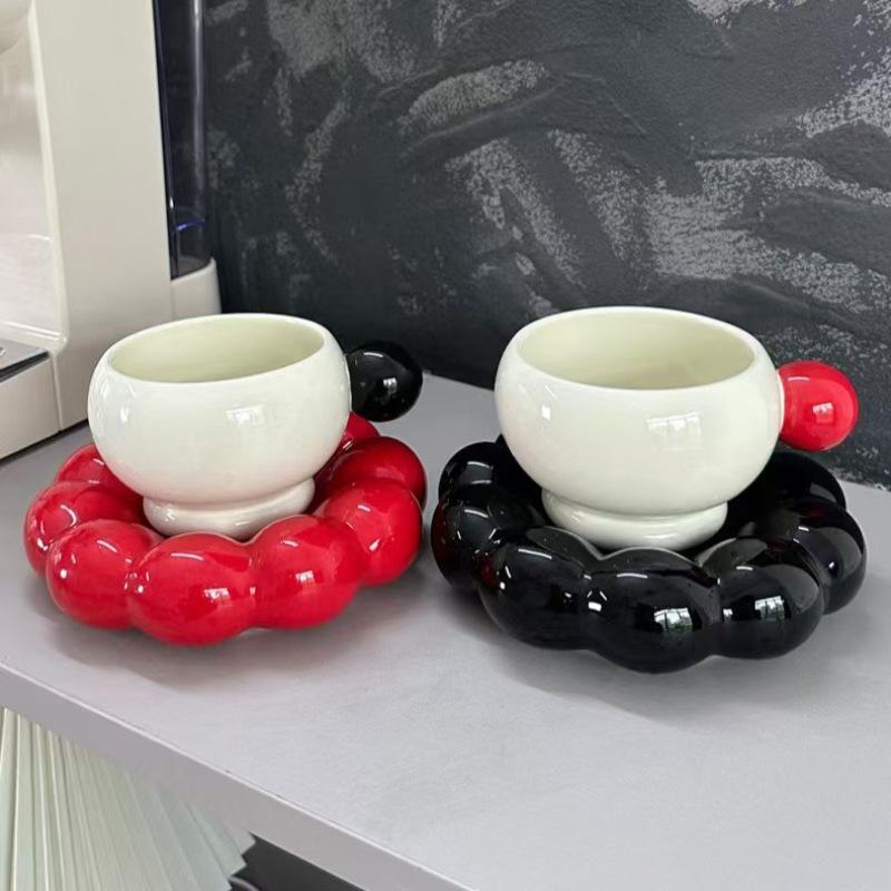 Creamy Glue Mug Marshmallow Coffee Cup Saucer Cute Girl Heart Home Drinking Water Cup Creative Ceramic Coffee Cup