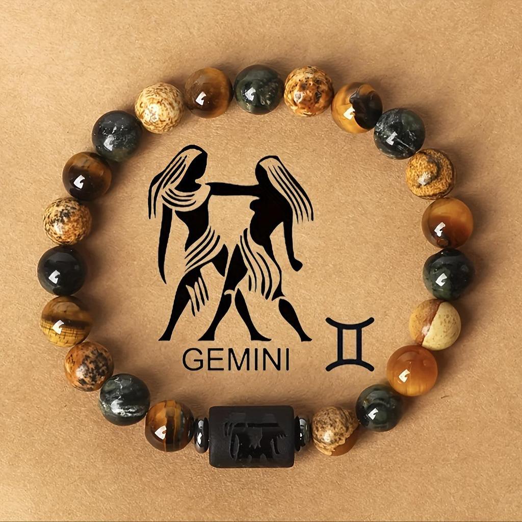 Pulsera de Ojo de Tigre y Piedra Pintada de las Doce Constelaciones