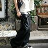 Mens Oversized Straight Leg Denim Jeans Black Vintage Washed Cotton Wide Fit Relaxed Casual Pants
