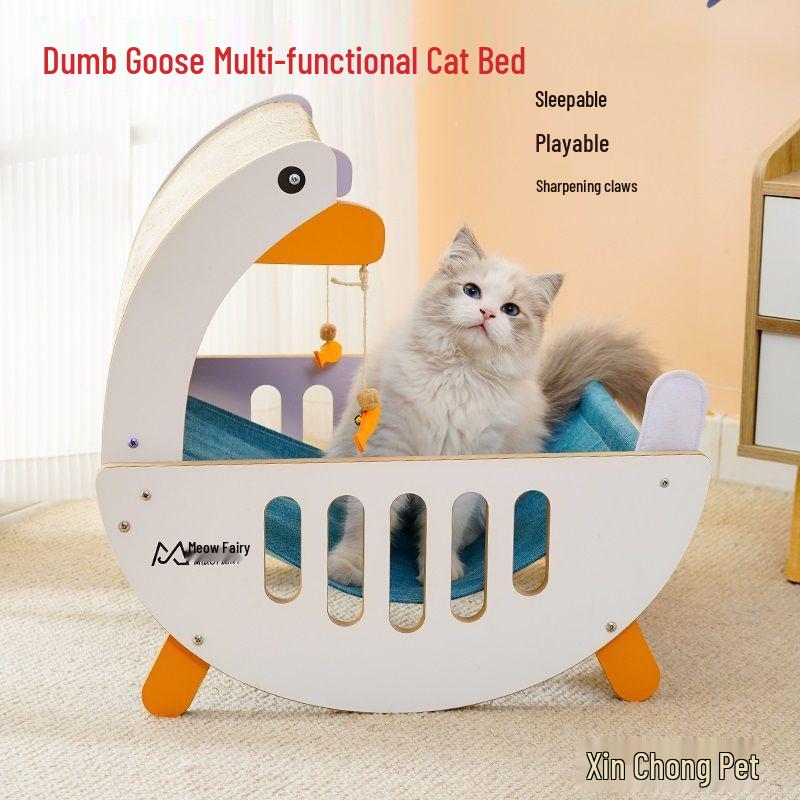Universal Washable Cat Bed with Scratching Board and Toy Hammock