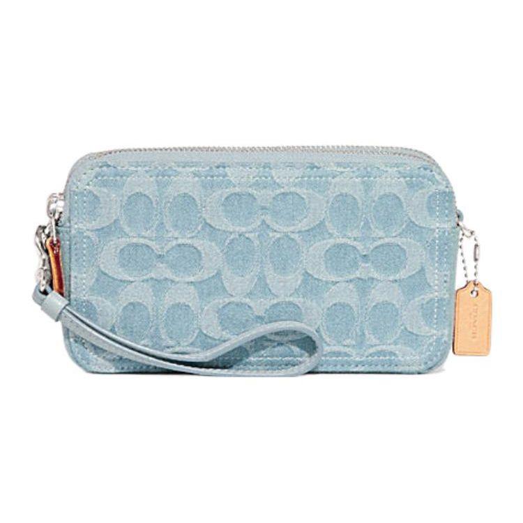 

Coach Signature Denim Canvas Wristlet Clutch Bag Daily CK010-LHPBU Gift Box Set (Basic Set+Black Box)
