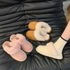Korean version of pink snow boots, half-towed women's outer wear 2025 winter new Mao Mao shoes, piled and thickened warm cotton shoes