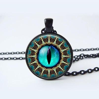 Blue Eye Mandala Náhrdelník Přívěsek Skleněný kabošon Přívěsek Náhrdelník Dámský náhrdelník Šperky
