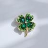 Rhinestone Four-Leaf Clover Brooch - Elegant Green Jewelry Accessory for Suit Jackets