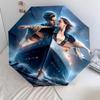 1 PC Automatic Folding Umbrella - Titanic Pattern Portable Foldable Design With 8 Ribs Christmas Birthday Gifts