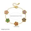 Gold-Plated Rhinestone Glass Flower Jewelry Set with Color Accents