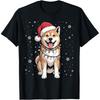 Santa Xmas Lights Dog Lover Akita Dog Christmas T Shirts Cotton Humor Streetwear Tee Shirt Short Sleeve Unisex Loose Clothing