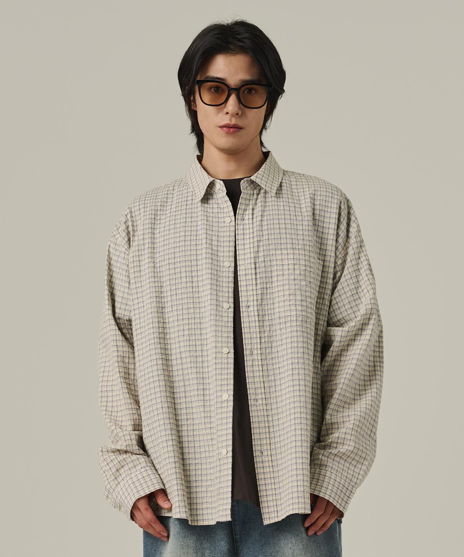 Analog Mood Plaid Cotton Check Shirt (Ivory) Free