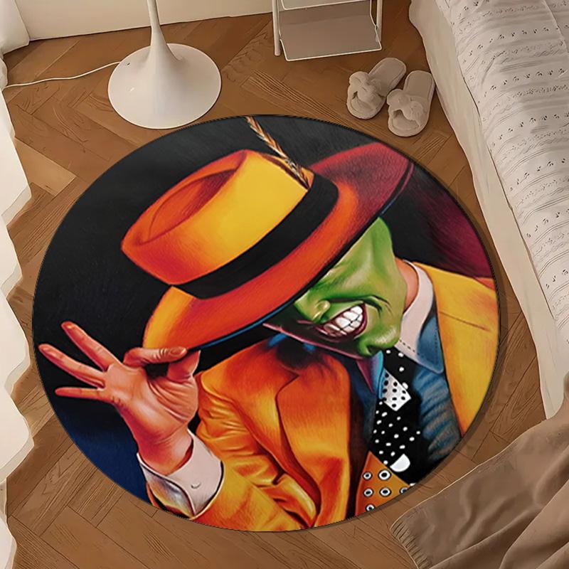 The Masked Green Man Round Rug for Livingroom,Bedroom, Palyroom, Chair Rug, Area rug, Circle Carpet, Large Size Decor Fan Christmas gift