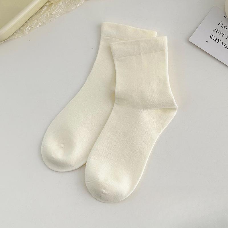 

Женские летние однотонные влагоотводящие дезодорирующие бесшовные хлопковые носки-трубы до луны 1 pair кремовый