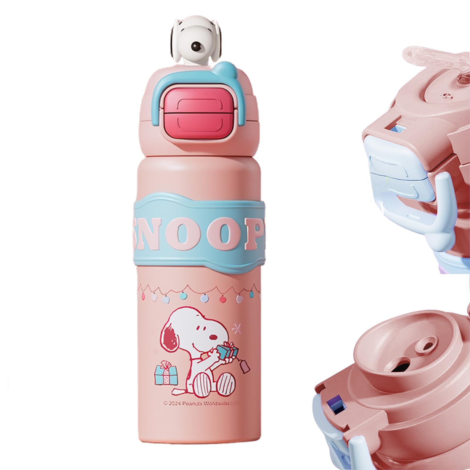

Snoopy Water Bottle with Vacuum Straw Stainless Vacuum Large Easy to Pink Straw, Insulated, 2-Way Bottle, Mug, Thermos, Insulated, Cold/Hot, 500ml, розовый