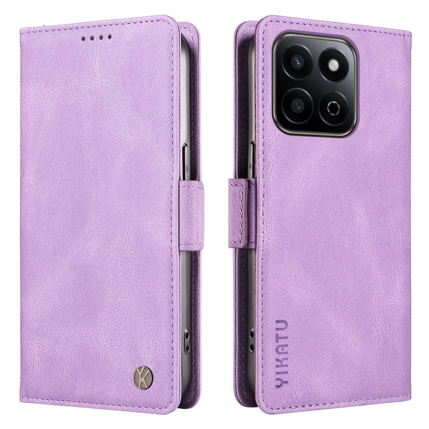 

YIKATU YK-005 For Honor Play 60 Plus 5G/Play 9T/X7c 4G/200 Smart 5G Case PU Leather Wallet Phone Cover Skin Touch Feeling Purple