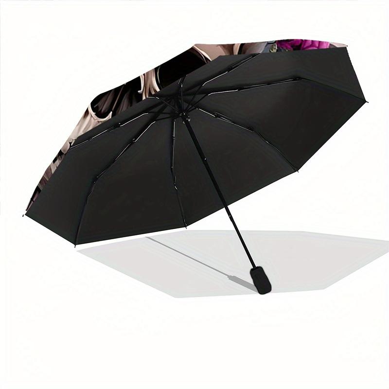 1pc Floral Skull Design Pattern Automatic Umbrella is Fashionable and Good-Looking, Suitable for Travel and Daily UseA014