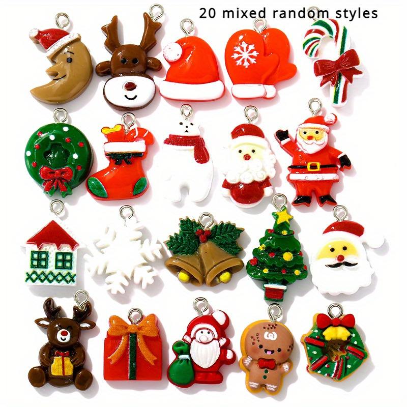 Niedliches Weihnachtsset - Anhänger mit Weihnachtsmann, Schneemann, Rentier & Baum | DIY Weihnachtsbaumzubehör | Ideal für Taschen & Geschenke | Deko