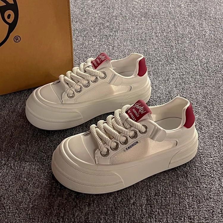 

Women s White Thick-Soled Sneakers 2025: Breathable Mesh, Versatile Casual Summer Style to Pair with Skirts. 35