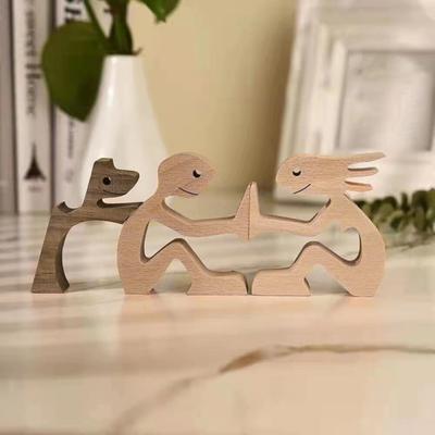 Hund und Mensch Ornament Rustikale Holz Junge und Hund Dekoration Minimalistische Welpen Familie Figur Geschenk für Hundeliebhaber Heim Desktop Deko