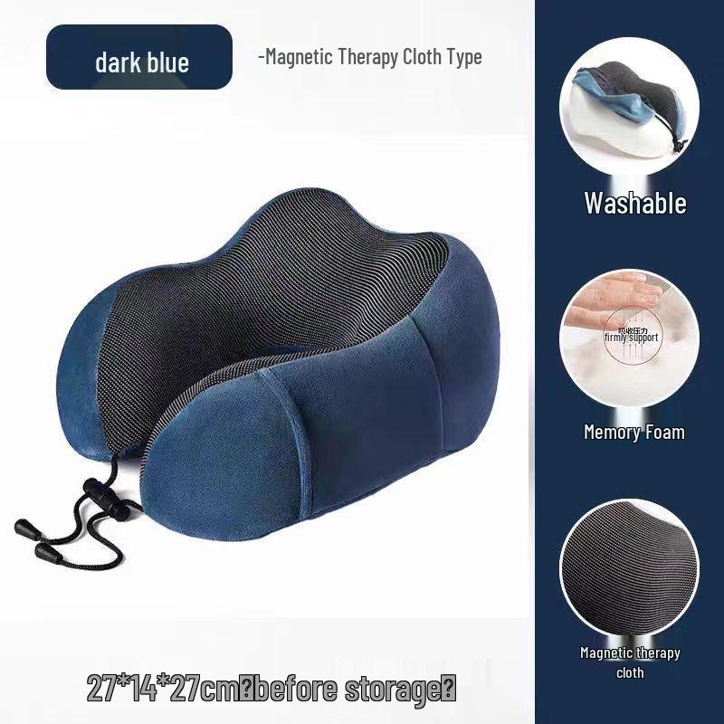 

U-shaped Memory Foam Neck Pillow for Travel and Naps - Portable Slow Rebound Cushion. 27*14*27 темно-синий
