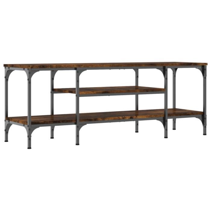 VidaXL TV Cabinet Smoked Oak 121x35x45 Cm Engineered Wood and Iron 831805