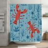 Underwater Life Lobster Shower Curtain Blue Red Fishes Marine Decor for Bathroom Waterproof Fabric