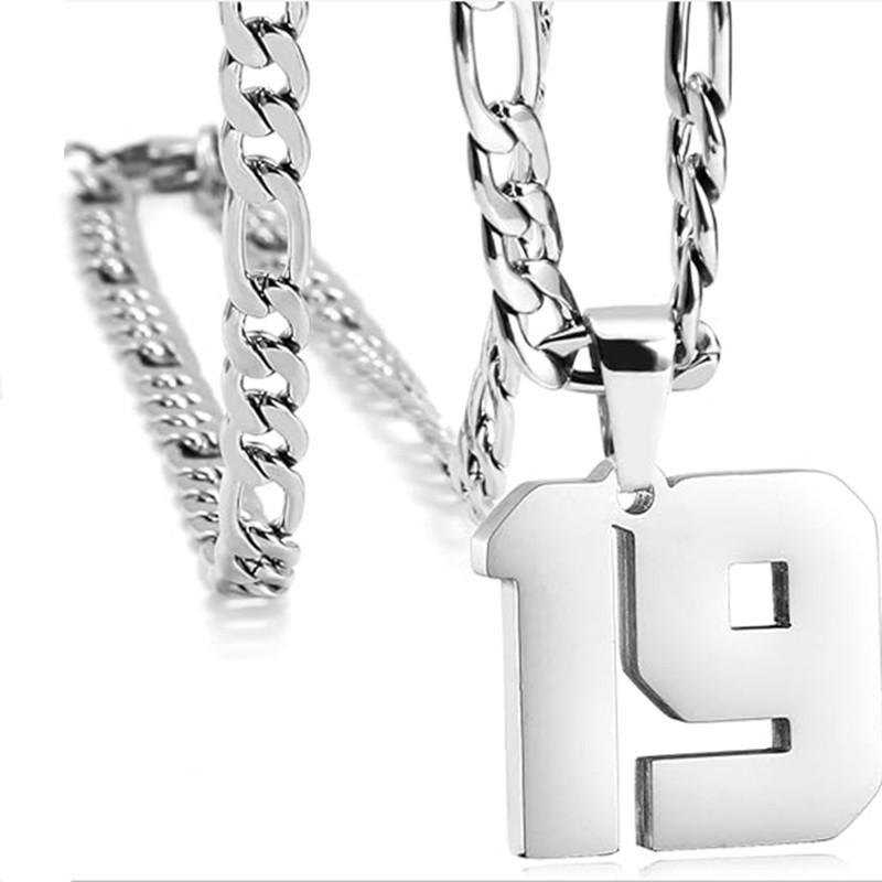 Men's Athlete Stainless Steel Sports Digital Necklace Baseball/Basketball/Soccer Team Inspiration Jewelry Spot