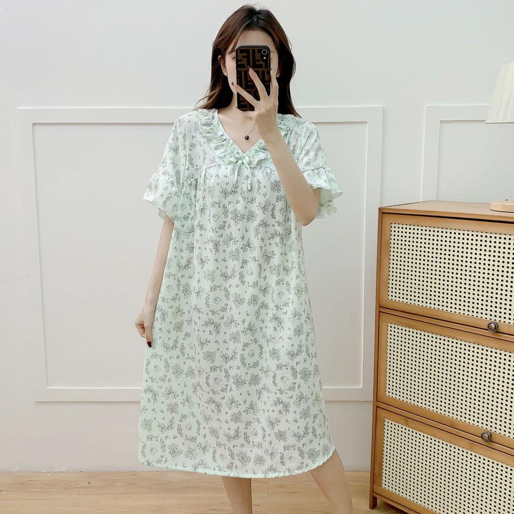 Women's Cloud Cotton Short Sleeve Nightgown - Summer Pajamas & Outdoor Sweet Girly Dress Homewear