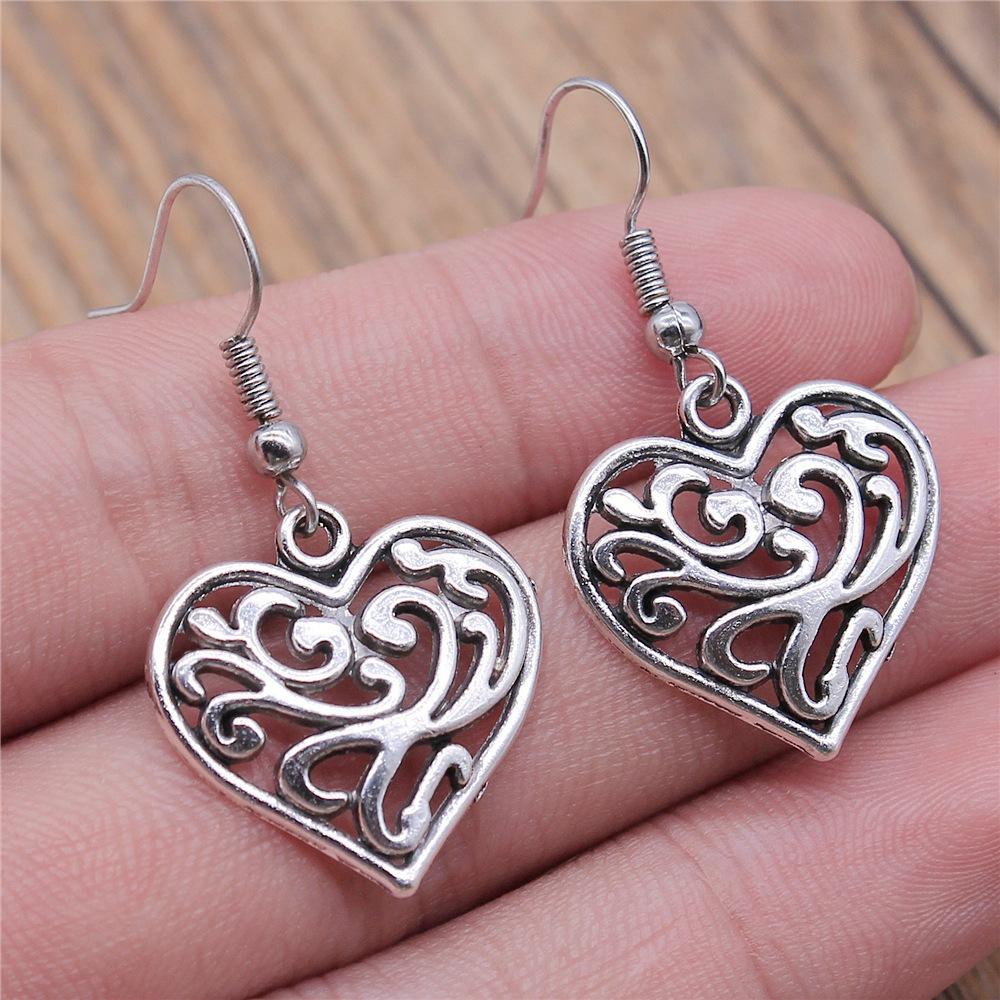 24 Styles Simple Design Gothic Punk Style Hollow Heart Drop Earrings For Women Vintage Fashion Earring Gift