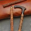 93.98 cm Walking Stick with Cast Aluminum Handle Leather Wrapped Wooden Cane with Floral Design Gift for Him, Her