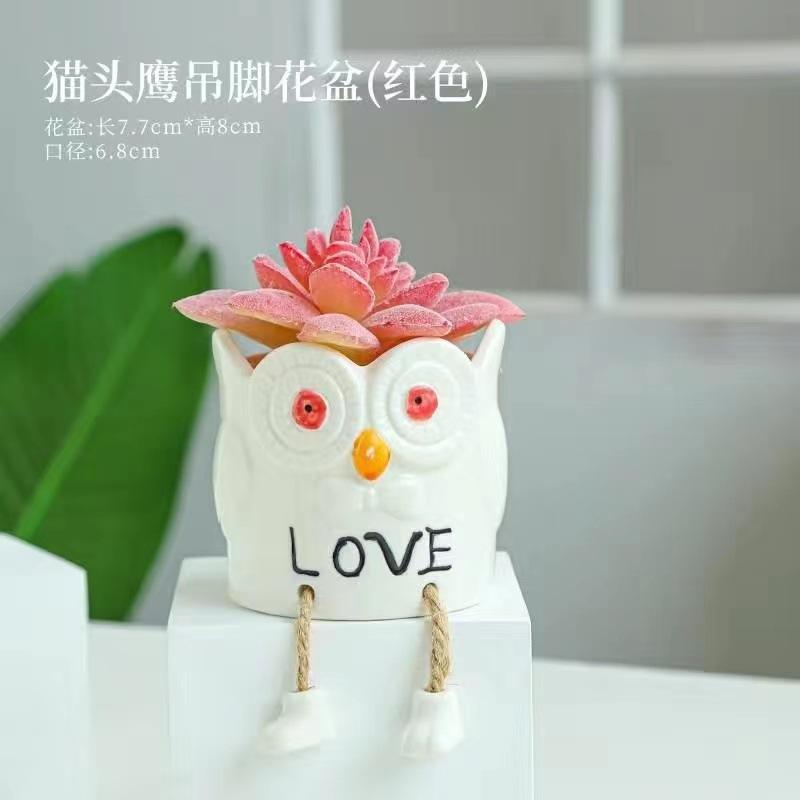 

Творческий милый мультяшный керамический подвесной цветочный горшок с изображением животного, мясистое растение, настольное украшение, зеленое растение, горшок, внутреннее украшение