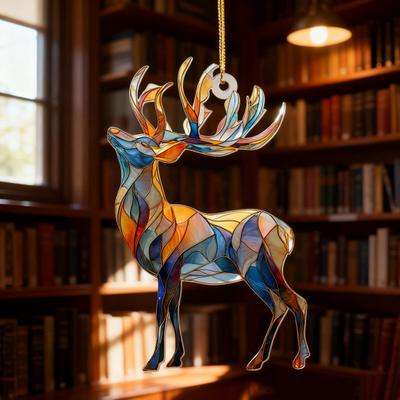 Colorful Animal Pendant Acrylic Suncatcher Window Hanging Ornament 2D Acrylic Printed Festive Decor for Christmas Tree & Home