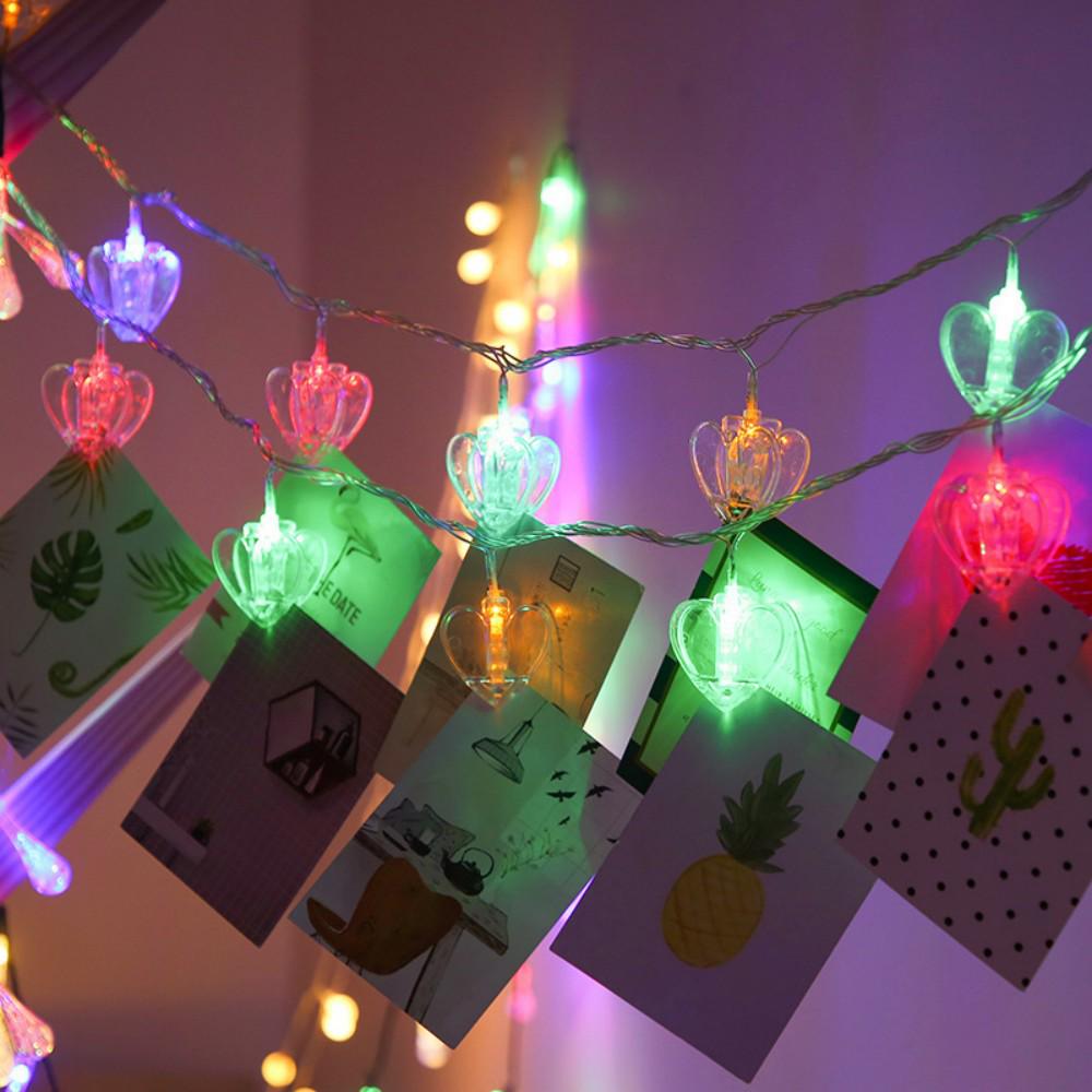 Colorful LED Heart Clip String Lights - Romantic Indoor Decorative Photo Lights