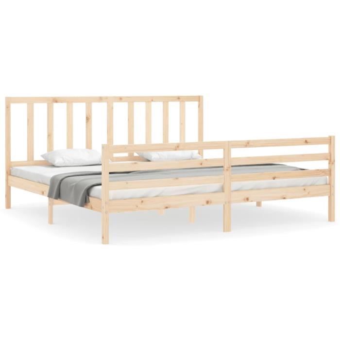 VidaXL Bed Frame with Headboard 200x200 Cm Solid Wood 3193876