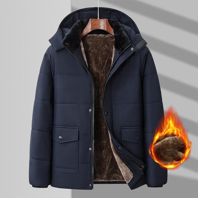 Overcoats Casual Men Thermal Cotton Jacket Jacket Clothing Fleece Winter Men's  Cotton Coat Male Mid-Long Thick Warm Parka