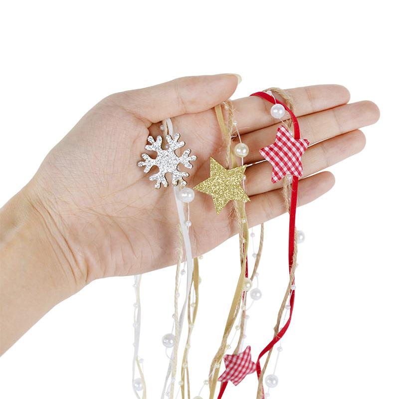 5M Christmas Ribbon Decorative Tree Star Creative Bead Chain Ribbon Christmas Tree DIY Christmas Home Decoration 2024 New Year
